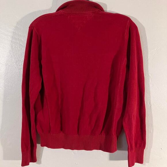 Red Tommy Hilfiger Quarter Zip Pullover Sweater - Picture 4 of 4